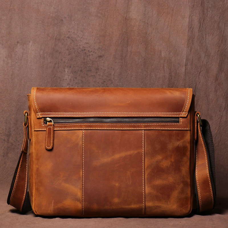 GURO Vintage Crazy Horse Leather Messenger Bag Mens Genuine Sling Shoulder Bag Office Briefcase Crossbody 12.9 Inch Ipad 250207