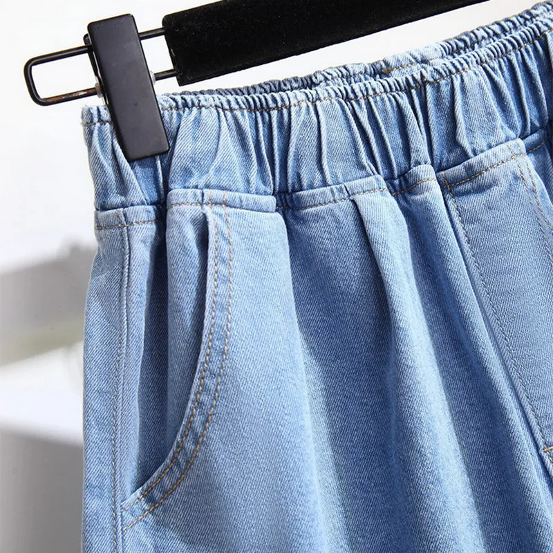 Womens Lounge Bermuda Shorts Plus Size Casual Summer Cotton Knee Length Shorts With Pockets Denim Shorts Jeans 3XL 4XL 5XL 250212