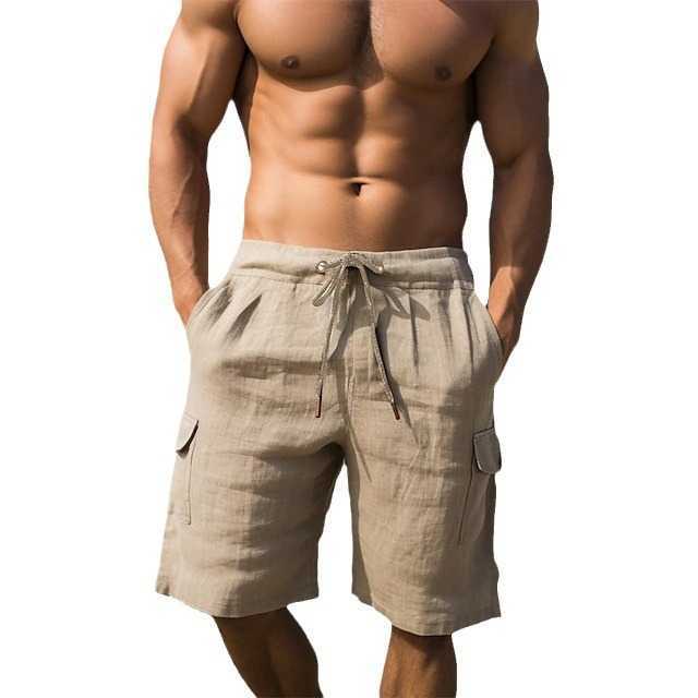 Summer mens workwear shorts multi pocket drawstring pants mens beach shorts W250212