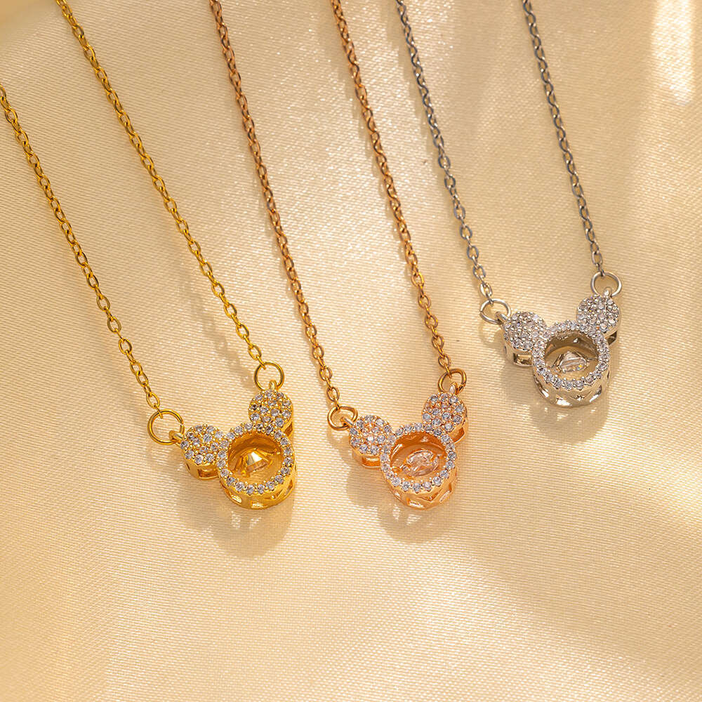 Designer Necklace For Women Moissanite pendant Chain Fashionable Dynamic Mickey necklace simple and trendy collarbone chain temperament light luxury n