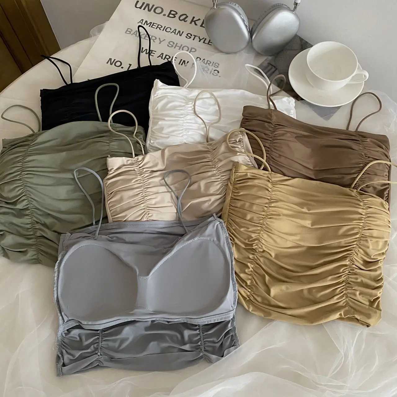 Women Crop Tops Sexy Tank Top For Lady Summer Tube Tops With Cups Fe Underwear Lingerie Woman Clothing Girls Camisole VestXJ250212