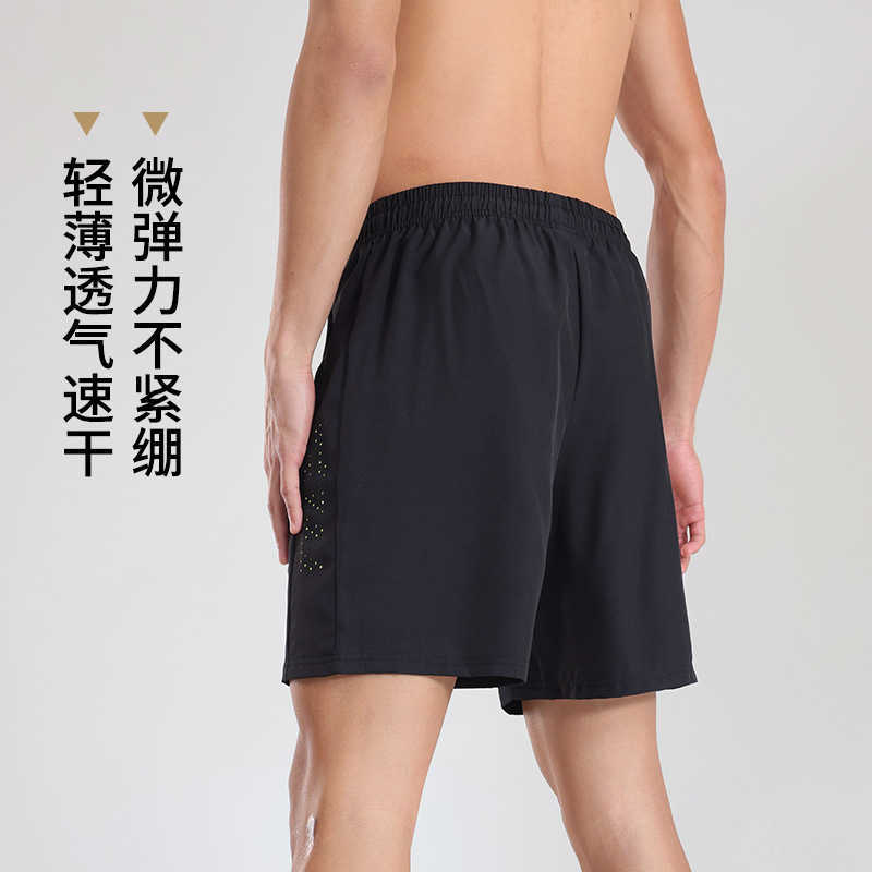 Mens fitness shorts summer ice silk thin fit plus size running speed drying 5-pin casual pants for wearing outside W250212