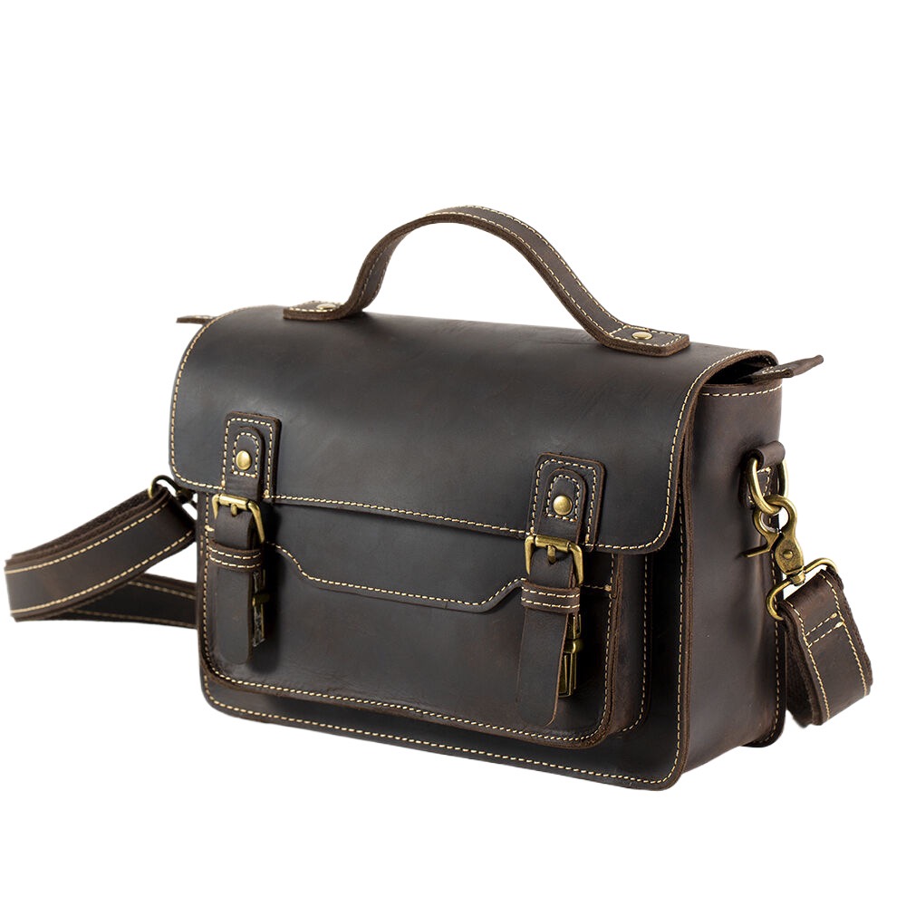 Fashion Crazy Horse Leather dslr Camera Bags Hand Camear Shoulder New Travel for men male