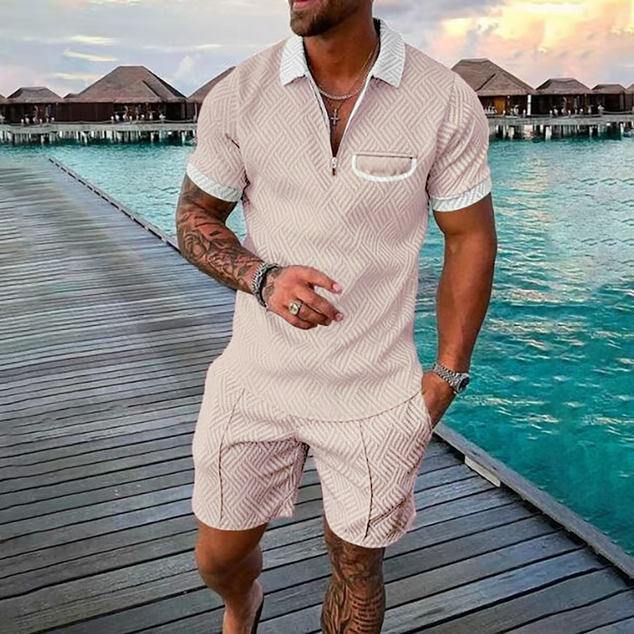 summer mens tracksuit designer clothing sportswear shorts and t shirt set breathable printed quick dry running training suit Sports Suits two piece se