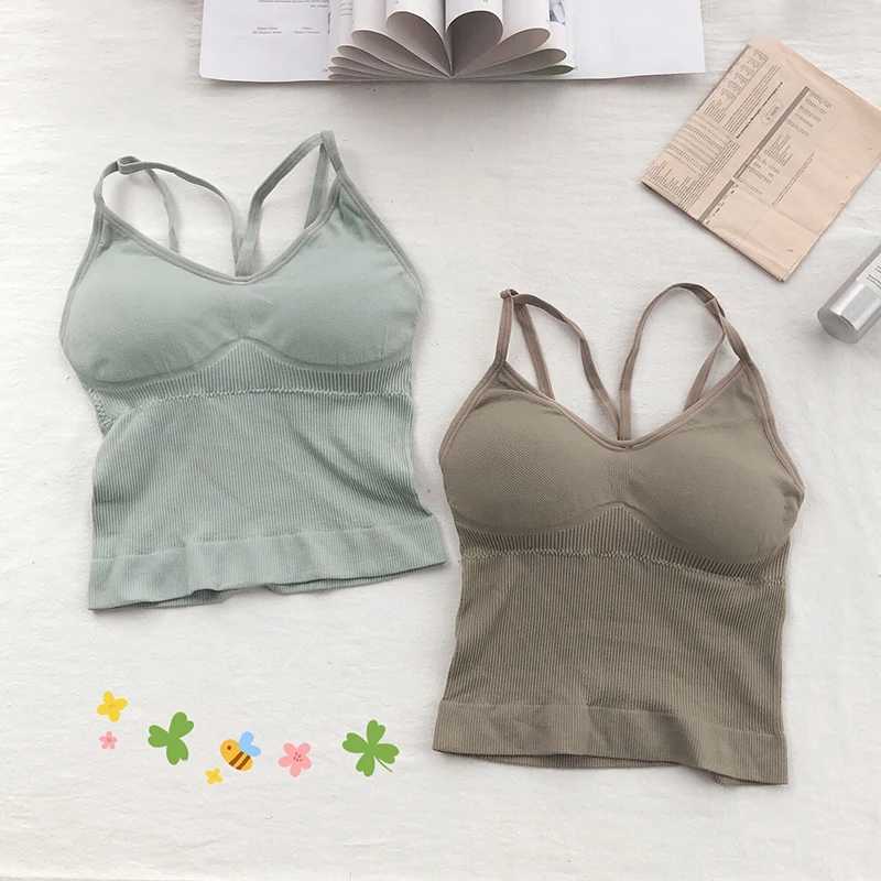 Women Cotton Lingerie Push Up Bra Sexy V Neck Tube Top Fashion Solid Color Underwear Fe Soft Brassreie With Chest PadXJ250212