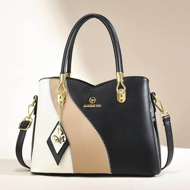 new style New Three Color Combination Handbag Large Capacity Soft Leather Shoulder Fashion Elegant Women's Crossbody Bag