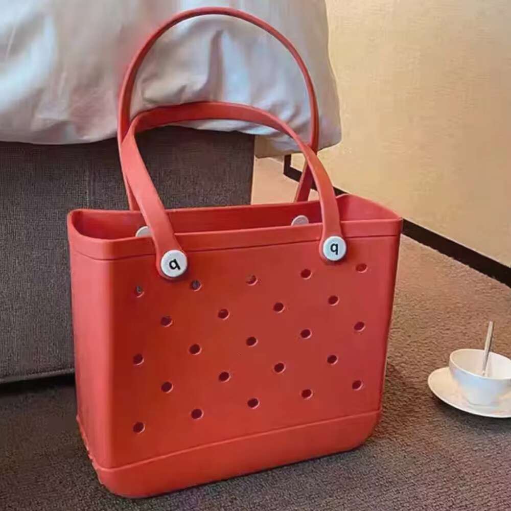 Large Boggs Summer EVA Beach Basket Women Picnic Tote Holes Waterproof Handbag Pouch Shopping Shoulder Bag
