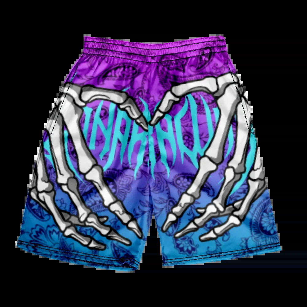 2024 Summer Classic Skull Beach Short Pants Fashion Skeleton Hand Print Men Women Gym Shorts Quick Drying Trunks Ice 250211Z