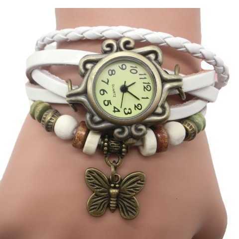 Watch fashion leather winding bracelet watch belt watch womens childrens watch Butterfly Pendant W250212