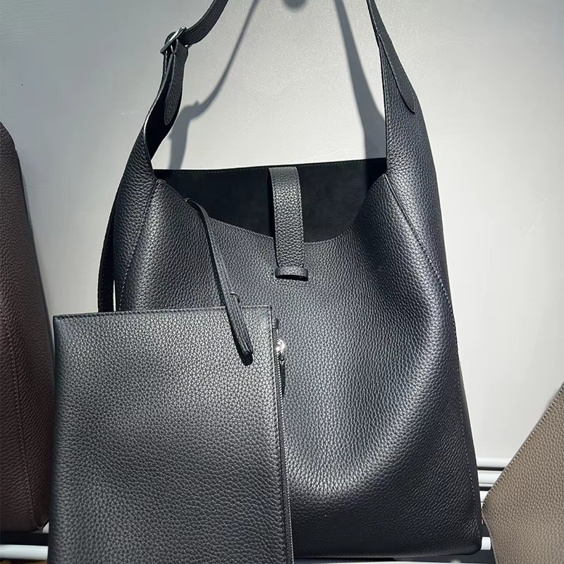 Genuine Bucket Bag High Quality Leisure Soft Shoulder Underarm Woman Top Layer Leather Fashion Versatile Texture Nested