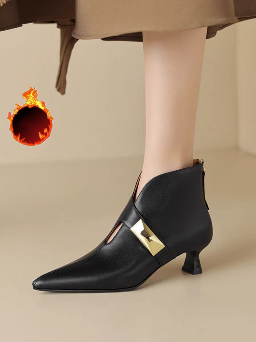 2025 new Autumn Pointed Toe Women Ankle Modern Ladies Shoes Flat with Leather Boots 8d42