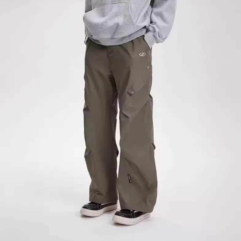 American Style Streetwear 2024 New Trendy Wide-Leg Loose-Fit Vintage Straight-Leg Casual Pants For Men SummerT250208