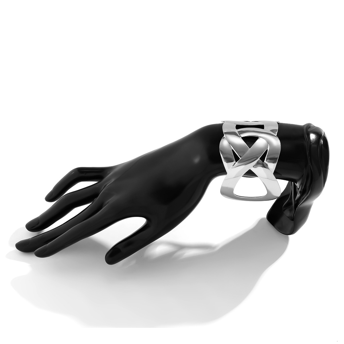 Woman Exaggerated punk style minimalist cross wide with niche personality and open mouth smooth surface designer bracelet for accessories