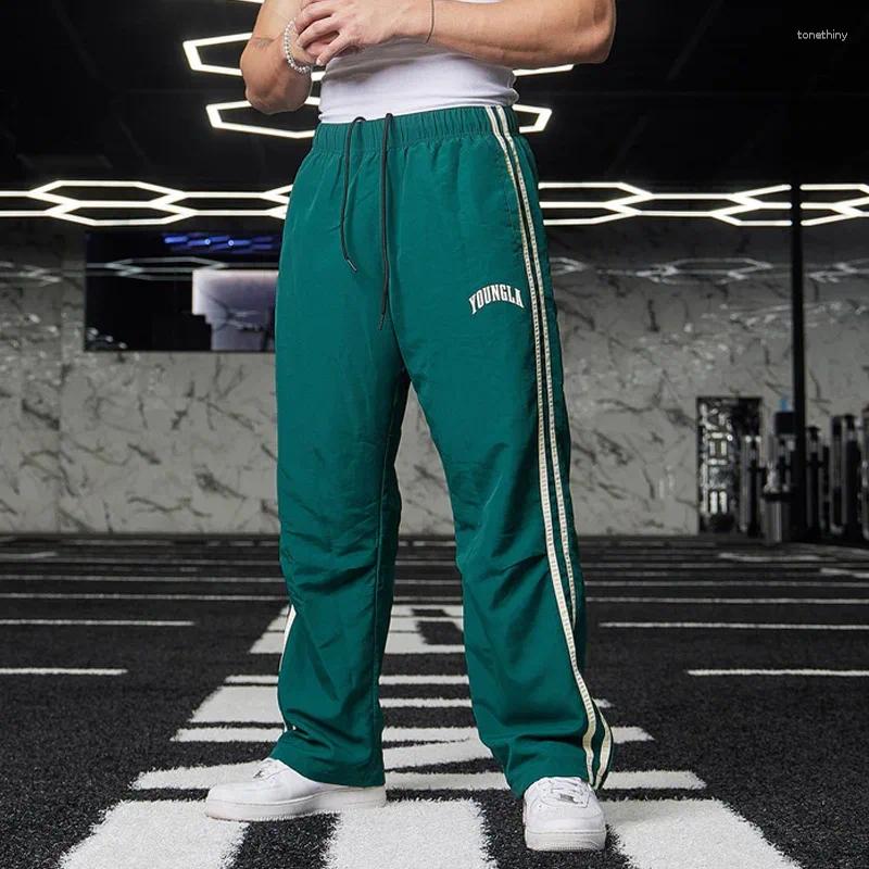 Mens Sweat Gym Joggers Mid Waist Casual Jogger Pants for Men with Splicing Strips Ya Fashion Wide Leg Pan Z260315