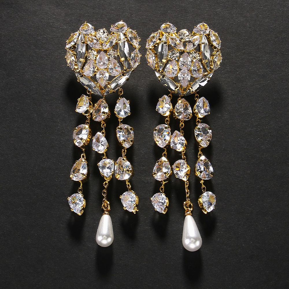 Love ear clip pendant 2PCS/LOT women's tassel rhinestone earrings exaggerated accessories women's earrings