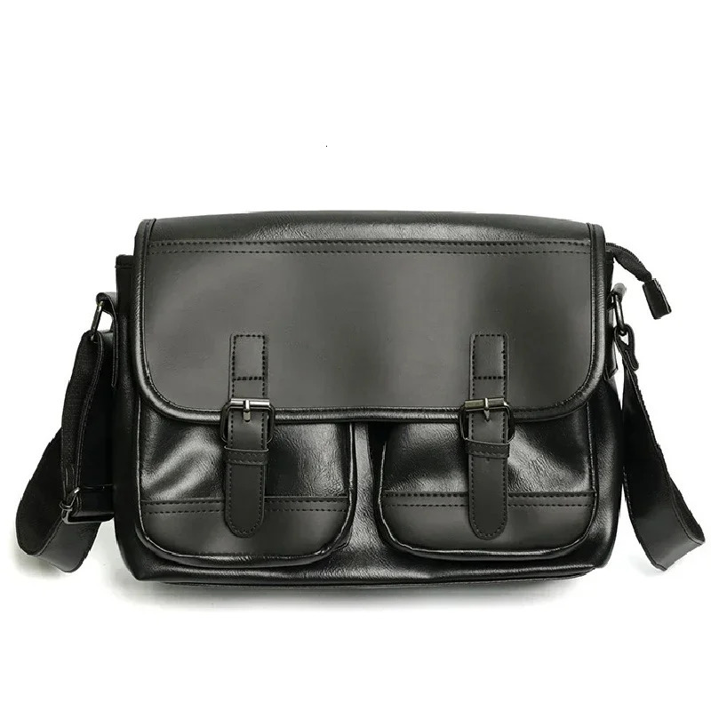 High Quality PU Mens Business Messenger Bags Fashion Solid Color Shoulder Bag for Male Large Capacity Travel Crossbody bag 250207