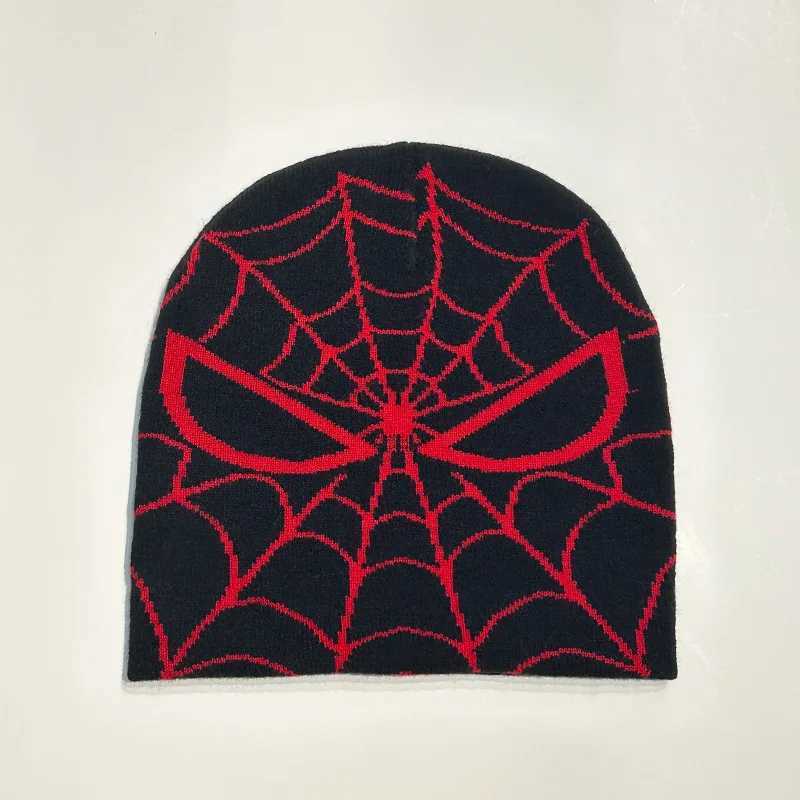 New Fashion Knitting Spider Web Design Hat for Men Plover and Cap Y2k Goth Warm Beanie Hats New Hip-hop Street Cap X250212