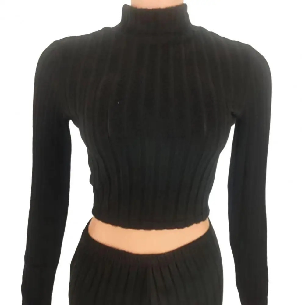 2 PcsSet Autumn Winter Women Top Pants Set Halfhigh Collar Long Sleeves Slim Fit Sweatshirt Trousers Casual Sport Outfit 250211Z