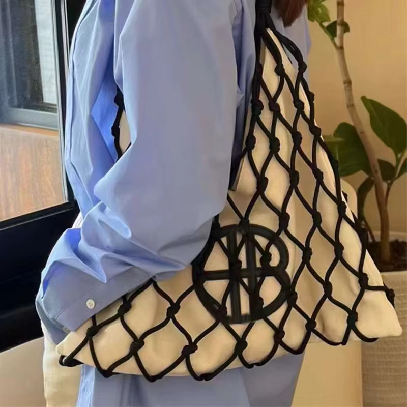 Hollow Out Bucket Mesh Handmade Weave Bags For Women Designer Handbags Purses new style New In Casual Vacation Beach Shoulder