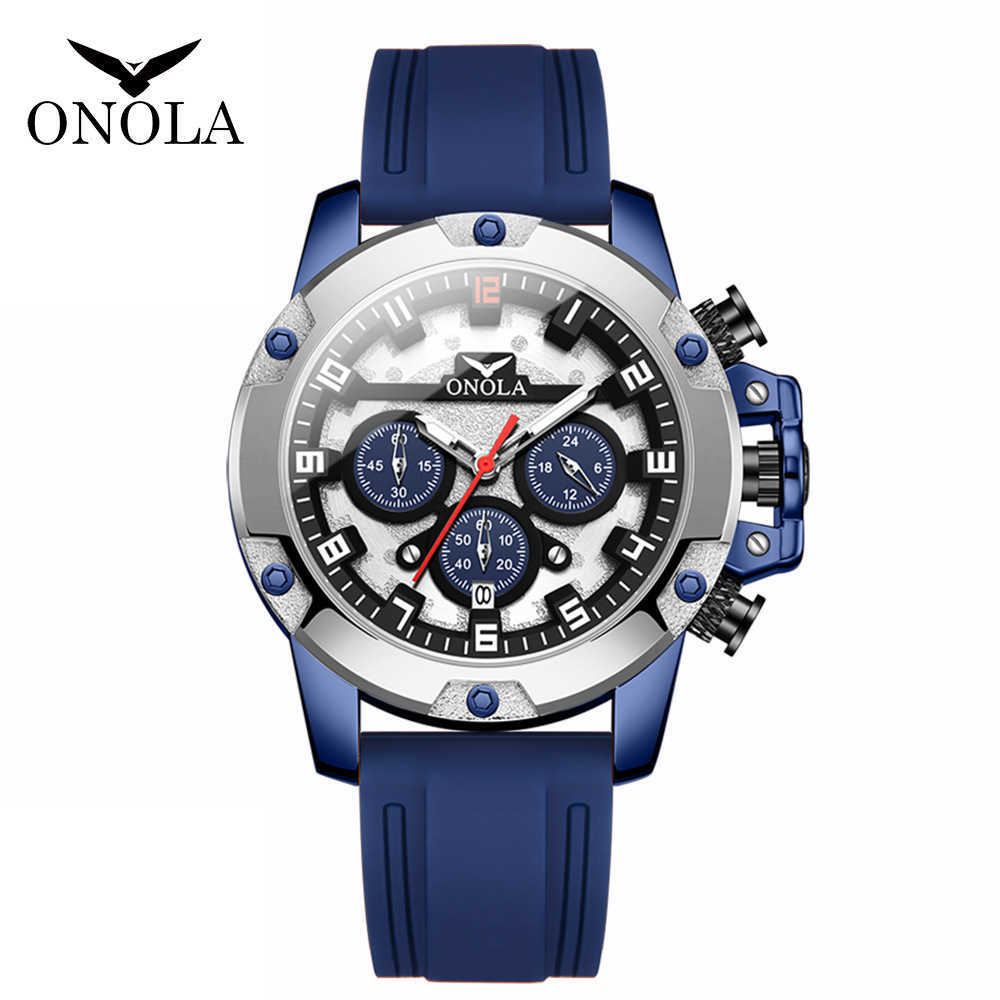 2024 New Mens Watch ONOLA/Orona Luminous Timer Running Seconds Waterproof Silicone Tape Quartz Watch W250212