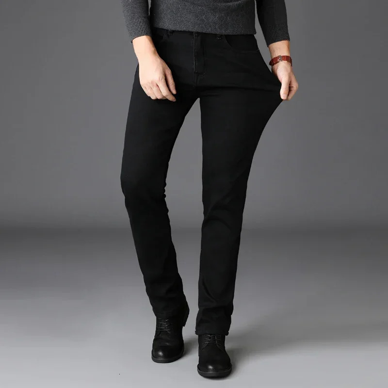 Autumn Mens Classic Black Jeans Stretch Slim Comfortable Denim Pants Fashion Business Casual Trousers Male Clothes 250210