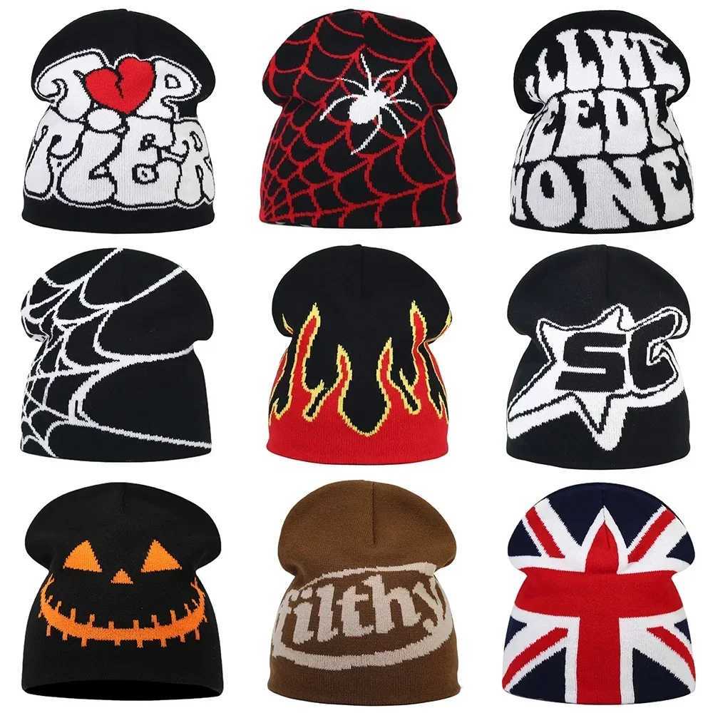 2024 Y2K Letter Knitted Winter Autumn Beanie Cap Men And Beanies Caps Hbre Top Keep Warm Hat Ear Hats Wool Hip Hop X250212