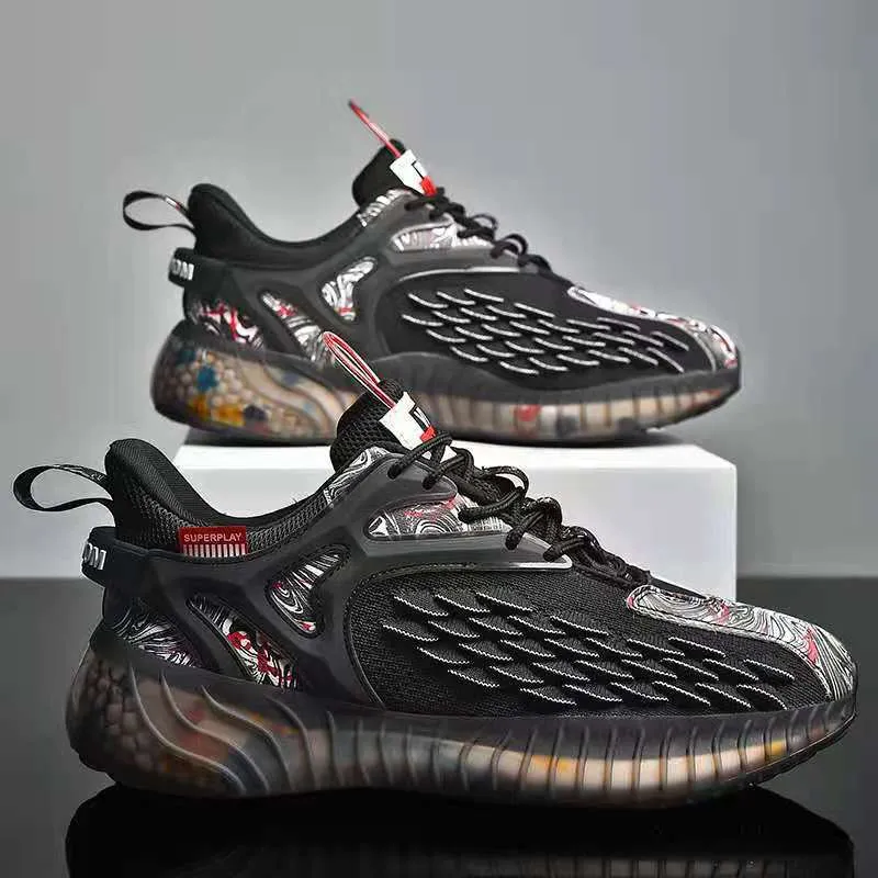 Running men Training Shoes mesh Breather Non Slip Wear-resistant Platform Sneakers
