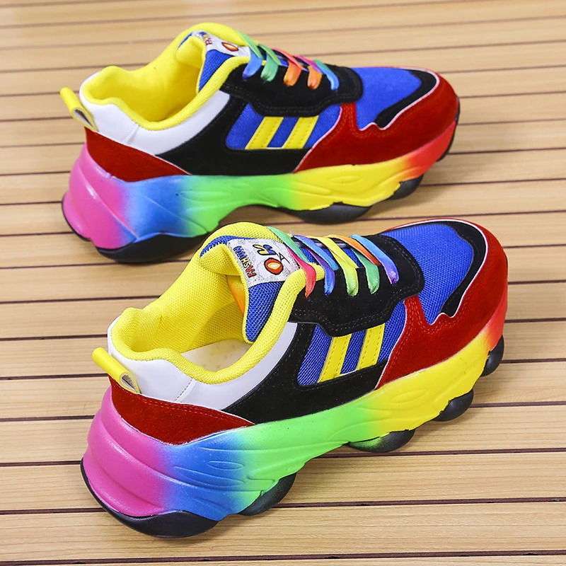 Fashion Rainbow Sport Shoes Womens Trainers Shoes Platform Breathable Sneakers Women Jogging Shoes Chaussure Femme Sport 250207