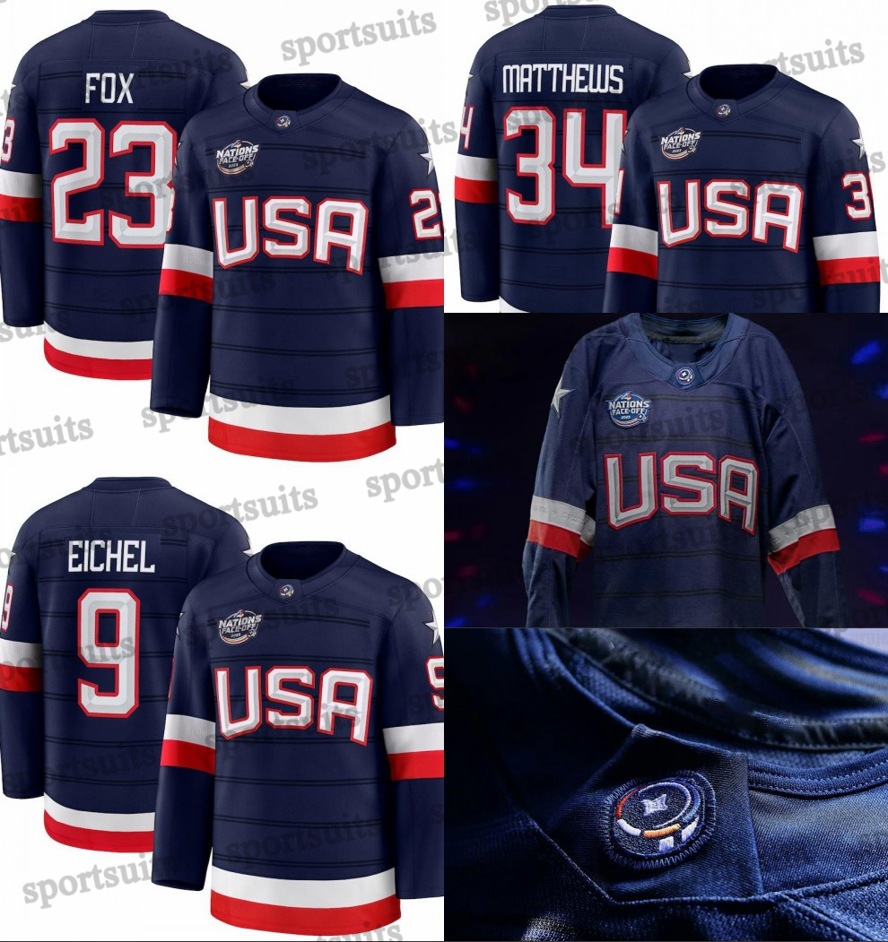 2025 4 Nations Face-off USA Hockey JerseyS Jack Hughes Tkachuk Eichel Jeremy Swayman Custom Stitched