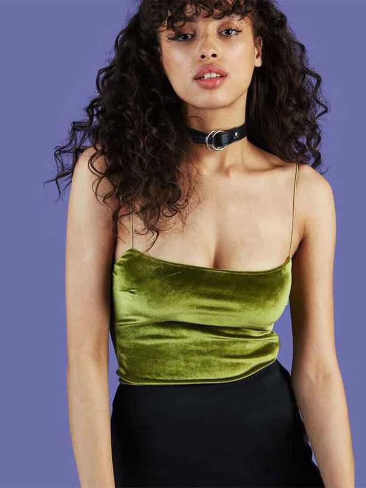Fashion Sexy Spaghetti Straps Tank Top Velvet Short Crop Top 7 Colors Sexy Boob Tube Top Bustier Brief Vest T-shirts TeeXJ250212