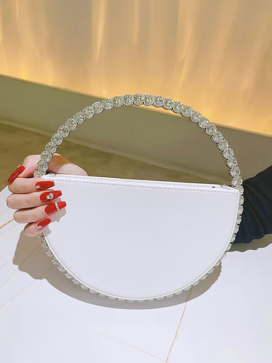 Rhie Round Ring Evening Bag Trendy Faux Leather Clutch Purse Women's Elegant Handbags For Party Prom Wedding