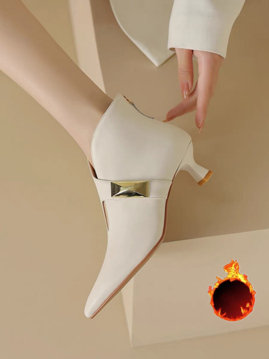 2025 new Autumn Pointed Toe Women Ankle Modern Ladies Shoes Flat with Leather Boots 8d42