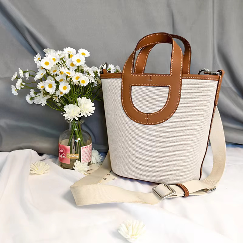 -Border Autumn And Winter New Single Shoulder Crossbody Bucket Bag Cowhide Large Capacity Good-Looking Women's Handbag Vege