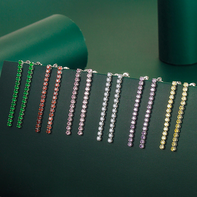 2025 Tassels Dangle Earrings Luxury Jewery 925 Sterling Silver Multi Color Lab Moissanite Diamond Party Long Women Wedding Drop Earring For Lover Gift