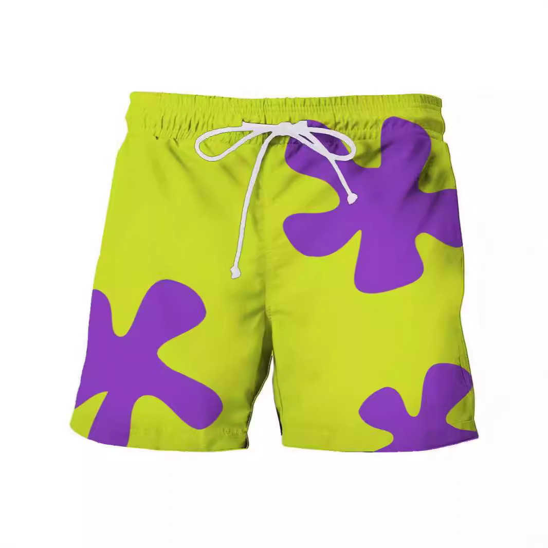 Hot selling quick drying beach shorts cropped shorts swimming trunks 3D printed oversized casual shorts for men W250212