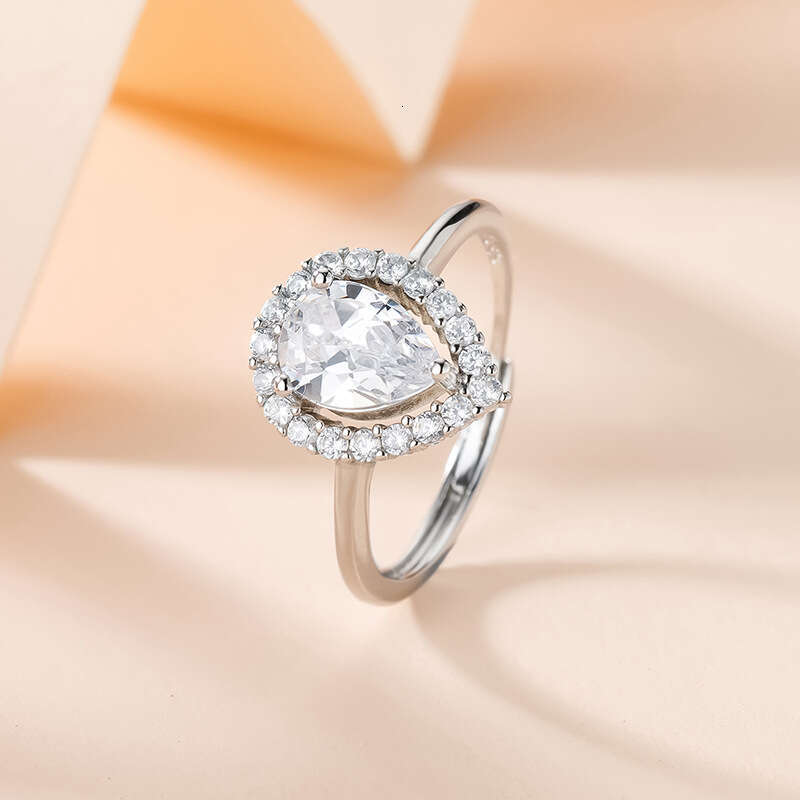 Recommended new minimalist necklace set from Japan South Korea, fashionable and elegant zircon teardrop shaped open ring earrings