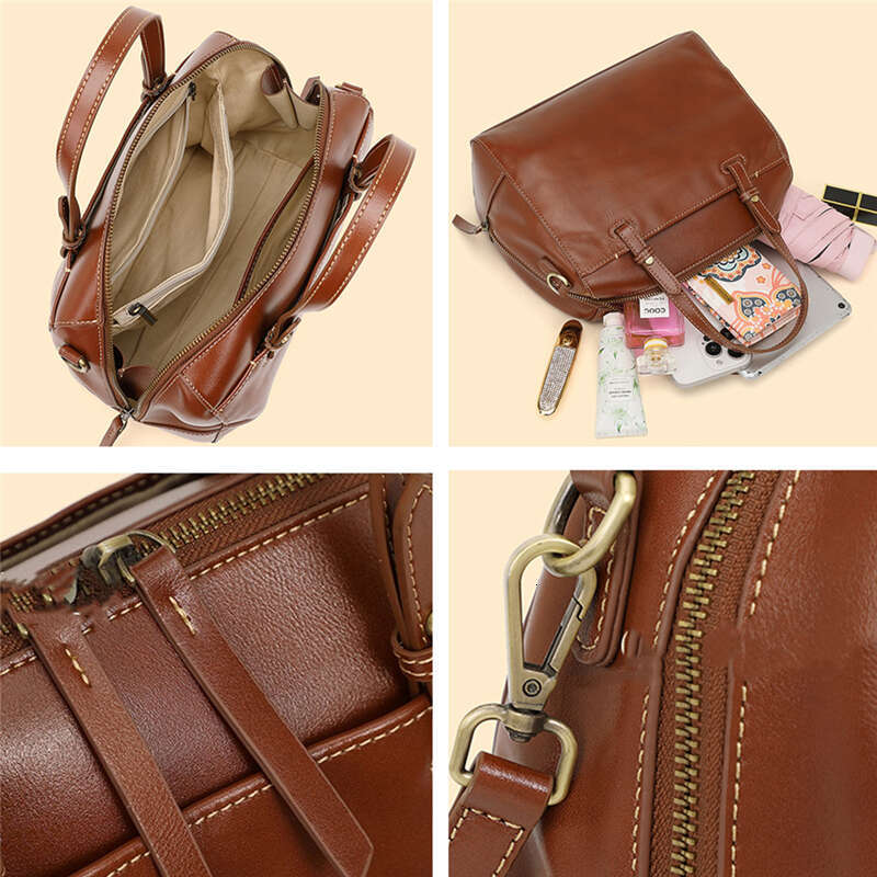 Toptrends Cow Genuine Leather Boston Small Shoulder Crossbody Bags For Women 2024 Top Handle Pillow Purses Tote Ladies Handbags