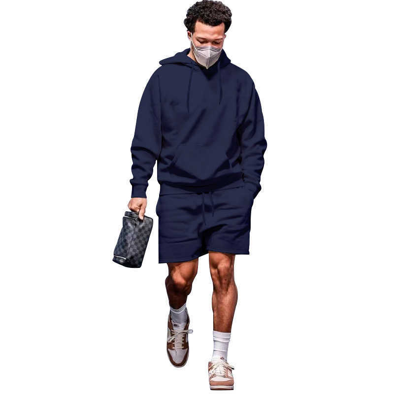 2023 Mens Autumn New Collection Mens Velvet Hoodie Shorts Casual Set W250212