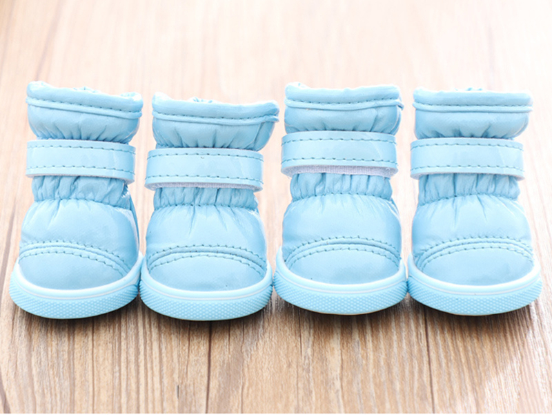 Dog Shoes for Cotton Shoes, Puppy Dog Boots Paw Protectors for Winter Snowy Day,Sole Thickened Wear-resistant, Patent Leather Cleans Easily, with Velc