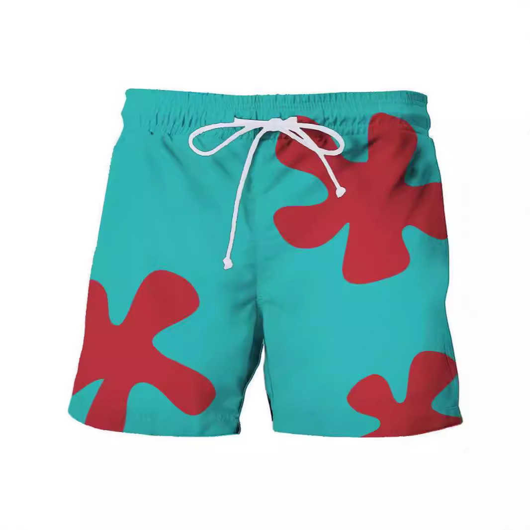 Hot selling quick drying beach shorts cropped shorts swimming trunks 3D printed oversized casual shorts for men W250212