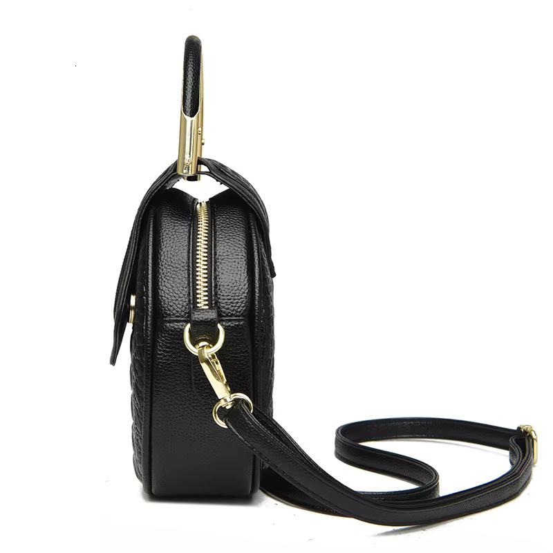High Quality Brand Crocodile Pattern Circular Women's Soft Leather Fashion Small Handbag Shoulder Bag