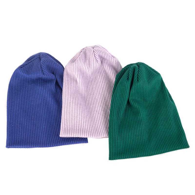 Geebro Wen Fashion Stretch Ribbed Slouchy Beanies Hat Men Winter Autumn Baggy Spring Striped Knitted Sklies Warm Hats Caps X250212