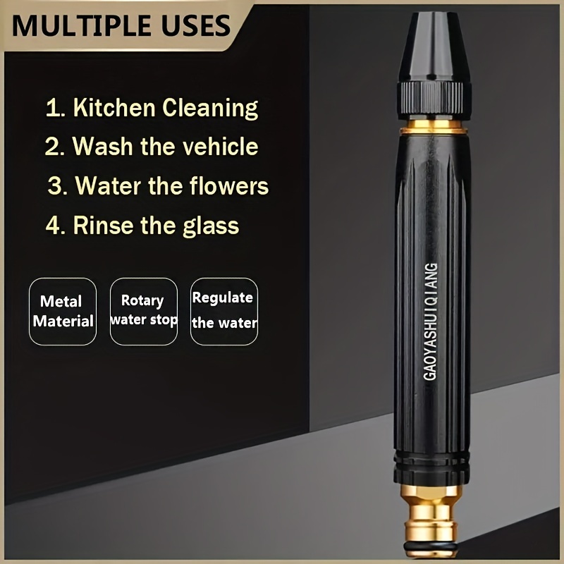Adjustable High Pressure Handheld Spray Gun Brass Connector Steel Scrubber Outlet Nozzle Hydro Outdoor Lawn Metal