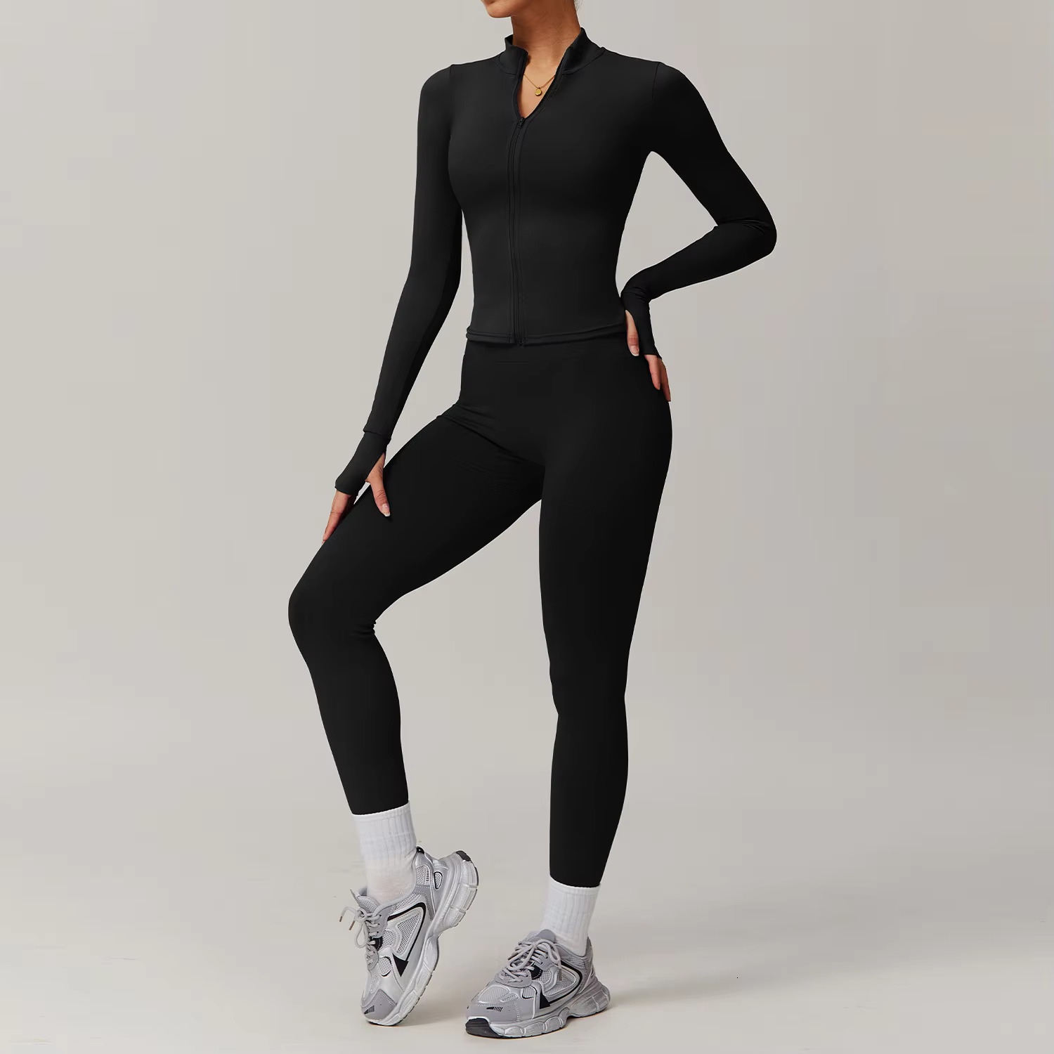 Women Seamless Gym Sets 2 Piece Yoga Suit Sportswear Sports Bra Long Sleeve High Waisted Leggings Fiess Set Workout Clothes