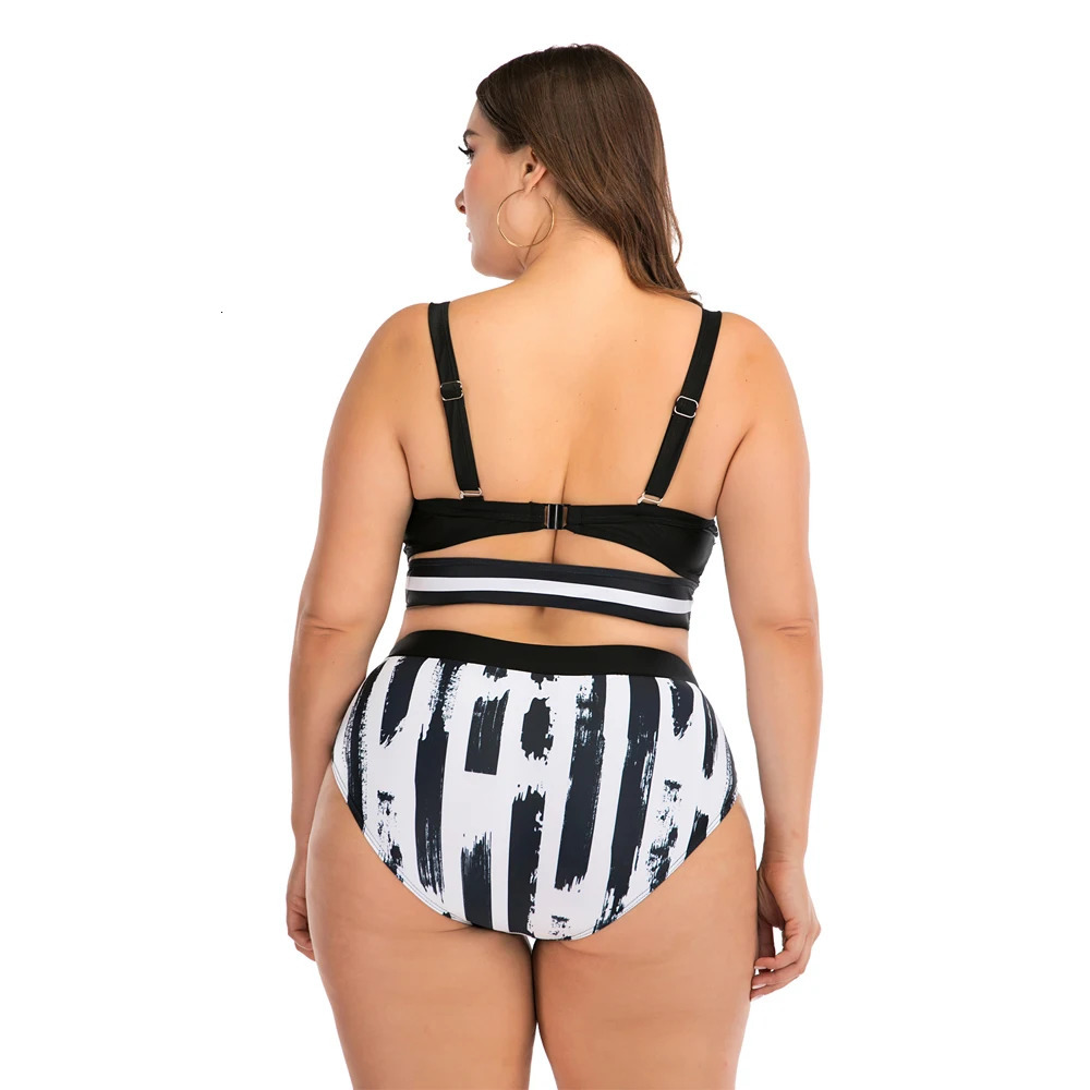 Women High Waist Bikini set Swimsuit Plus size Swimwear Large Big Plussize Swimming Suits Beachwear Wear For Female y250211