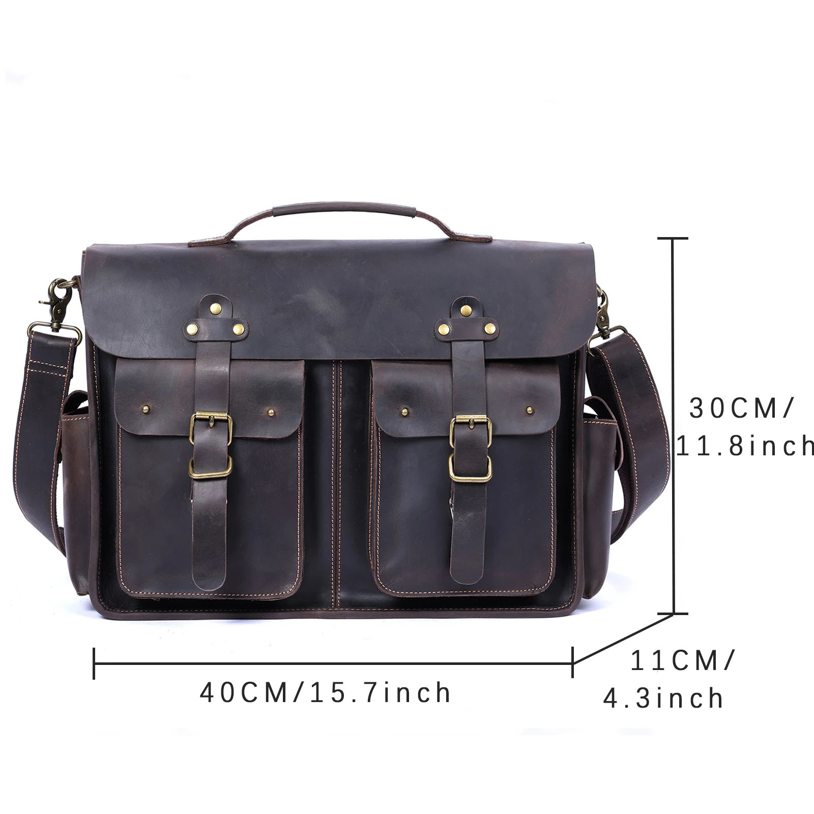 S.WORKER Vintage Genuine Leather Mens Briefcase 16 Laptop Bags Crazy Horse Leather Messenger Handbag Cowhide Idea Gift For Men 250207