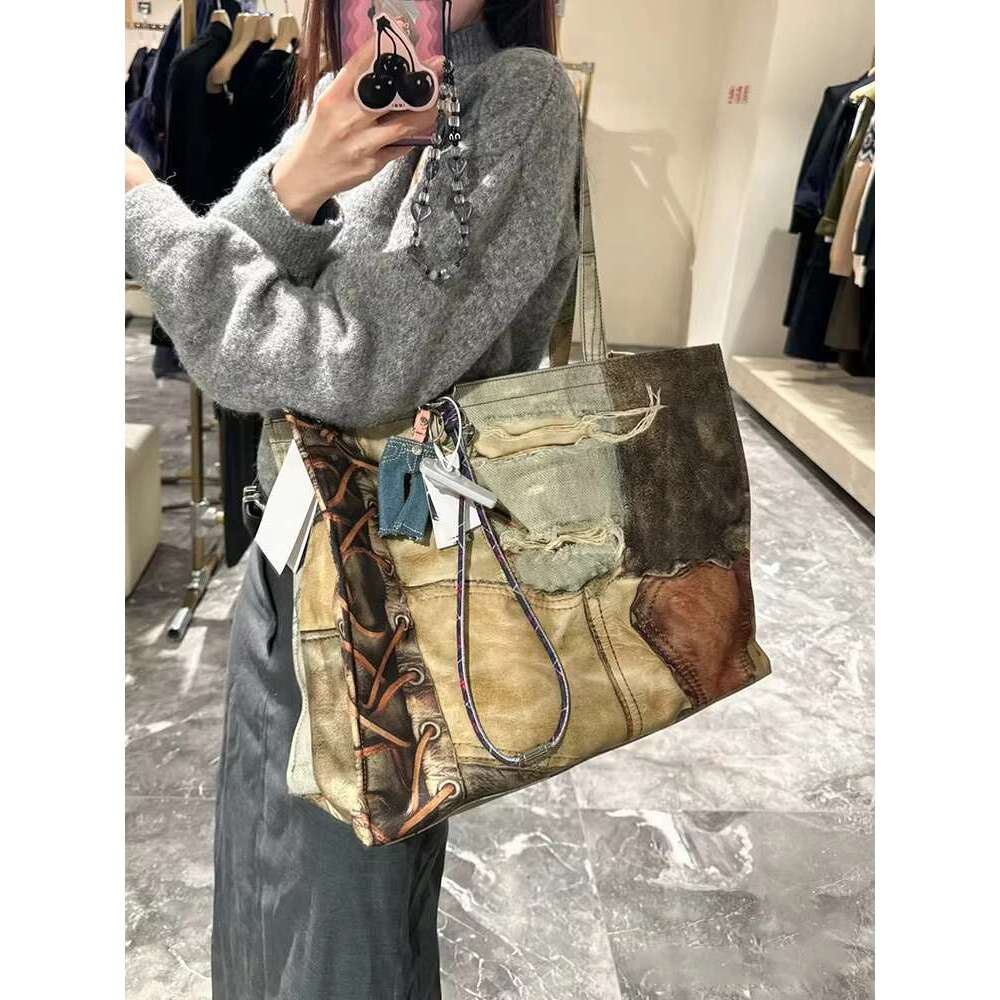 FIRMRANCH INS Trendy Style Retro Vintage Printed Shopping Bag With Large Capacity Women's One Shoulder Tote Leisure Pouch Purse