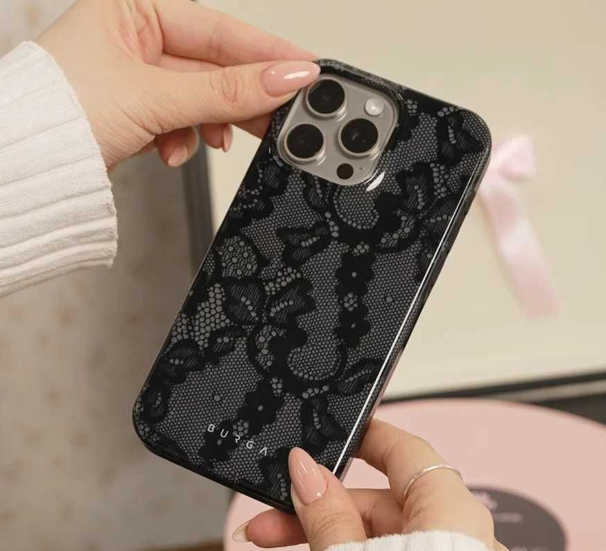 BURGA Luxury Black Checkered Pattern Phone Case for iPhone 16 15 14 13 12 11 Pro Max X XS XR XSMax 7 8 Plus Glossy Film Hard PC Z250211