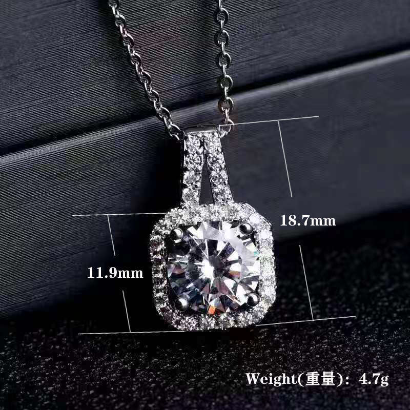 Live broadcast jewelry set of three pieces, princess square bag, ring necklace, earrings, zircon set, fashionable and elegant collarbone chain