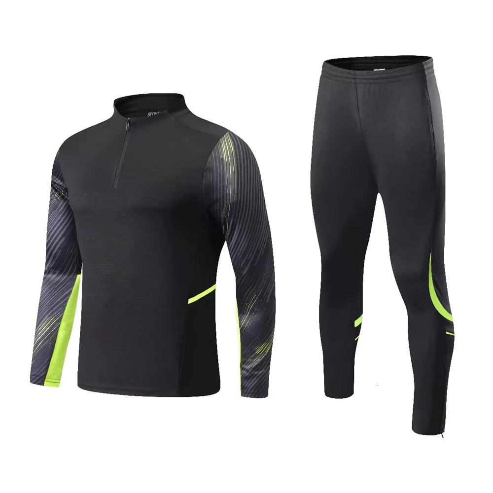 Men Kids Sports Set Multicolor Fans Half Zipper Jacket Training Wear Games Jerseys Soccer Kit Tops And Trousers Casual Wear